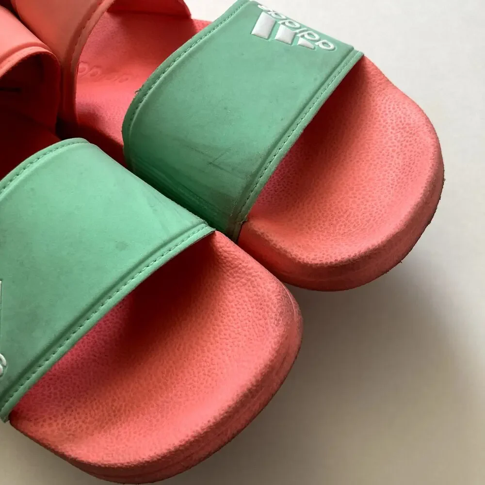 Adidas Adilette Sandals - Coral Pink Aqua Teal - 1